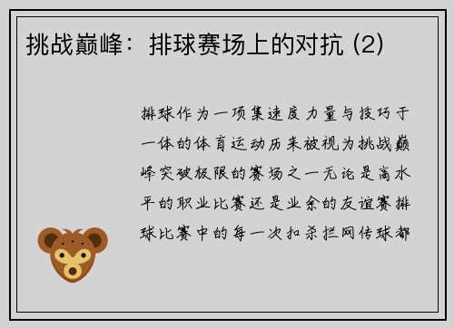 挑战巅峰：排球赛场上的对抗 (2)